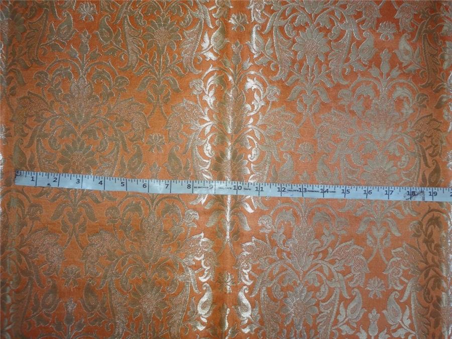 Heavy Silk Brocade Peach x Metallic Gold Color 36" WIDE BRO507[4]