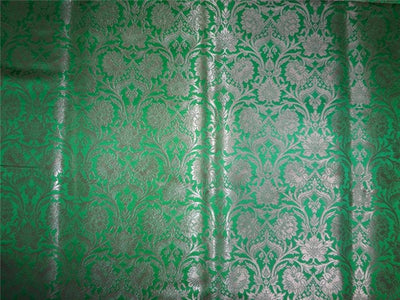 Heavy Silk Brocade Fabric Green x Metallic Gold Color 36" wide BRO508[3]