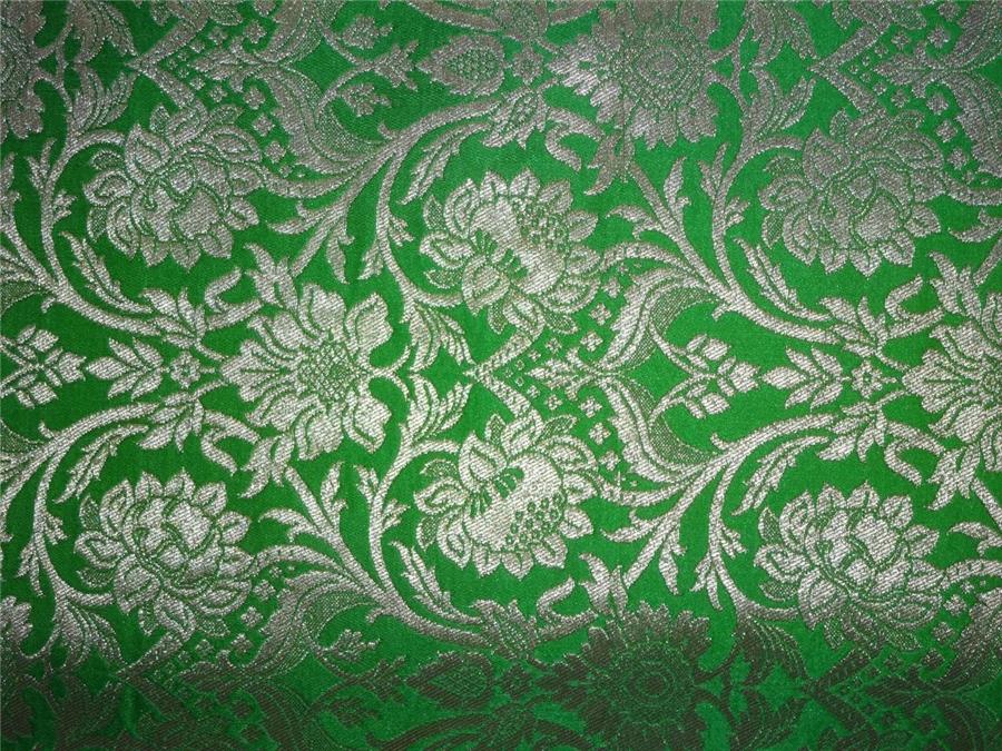 Heavy Silk Brocade Fabric Green x Metallic Gold Color 36" wide BRO508[3]