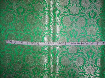 Heavy Silk Brocade Fabric Green x Metallic Gold Color 36" wide BRO508[3]