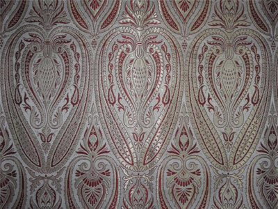 Heavy Silk Brocade Fabric Red, Ivory x Metallic Gold Color 36" wide BRO509[1]