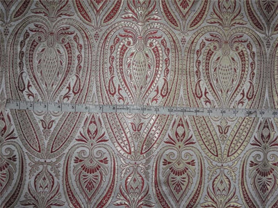 Heavy Silk Brocade Fabric Red, Ivory x Metallic Gold Color 36" wide BRO509[1]