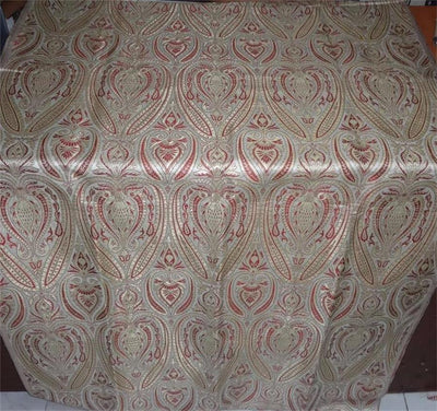 Heavy Silk Brocade Fabric Red, Ivory x Metallic Gold Color 36" wide BRO509[1]