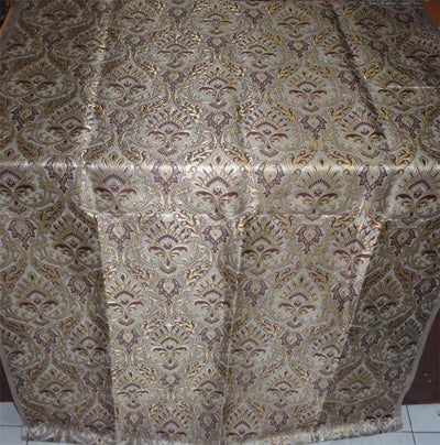 Heavy Silk Brocade Fabric Aubergine, Ivory x Metallic Gold Color 36" wide BRO509[3]