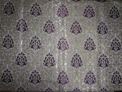 Heavy Silk Brocade Fabric Purple, Ivory x Metallic Gold Color 36" WIDE BRO509[4]