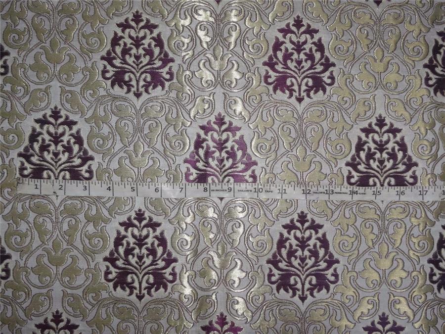 Heavy Silk Brocade Fabric Purple, Ivory x Metallic Gold Color 36" WIDE BRO509[4]