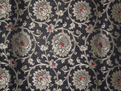 Heavy Silk Brocade Fabric Black, Red x Metallic Gold Color 36" wide BRO511[2]