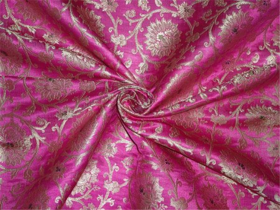 Heavy Silk Brocade Fabric Hot Pink X Metallic Gold Color 36" wide BRO511[4]