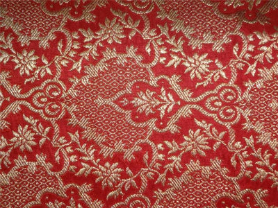 Heavy Silk Brocade Fabric Blood Red X Metallic Gold Color 36" wide BRO512[2]