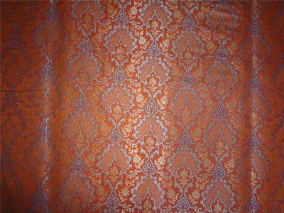 Heavy Silk Brocade Fabric Orange,Blue X Metallic Gold Color 36" wide BRO512[1]
