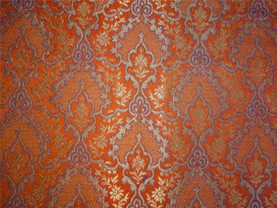 Heavy Silk Brocade Fabric Orange,Blue X Metallic Gold Color 36" wide BRO512[1]