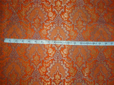 Heavy Silk Brocade Fabric Orange,Blue X Metallic Gold Color 36" wide BRO512[1]