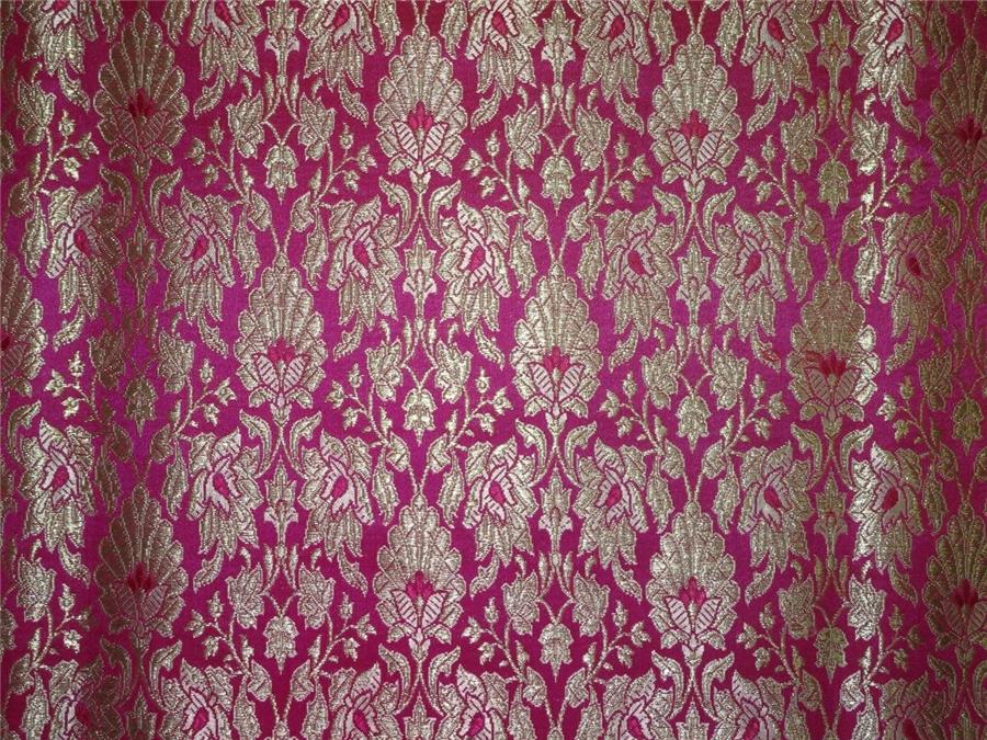 Heavy Silk Brocade Fabric Hot Pink X Metallic Gold Color 36" WIDE BRO513[1]