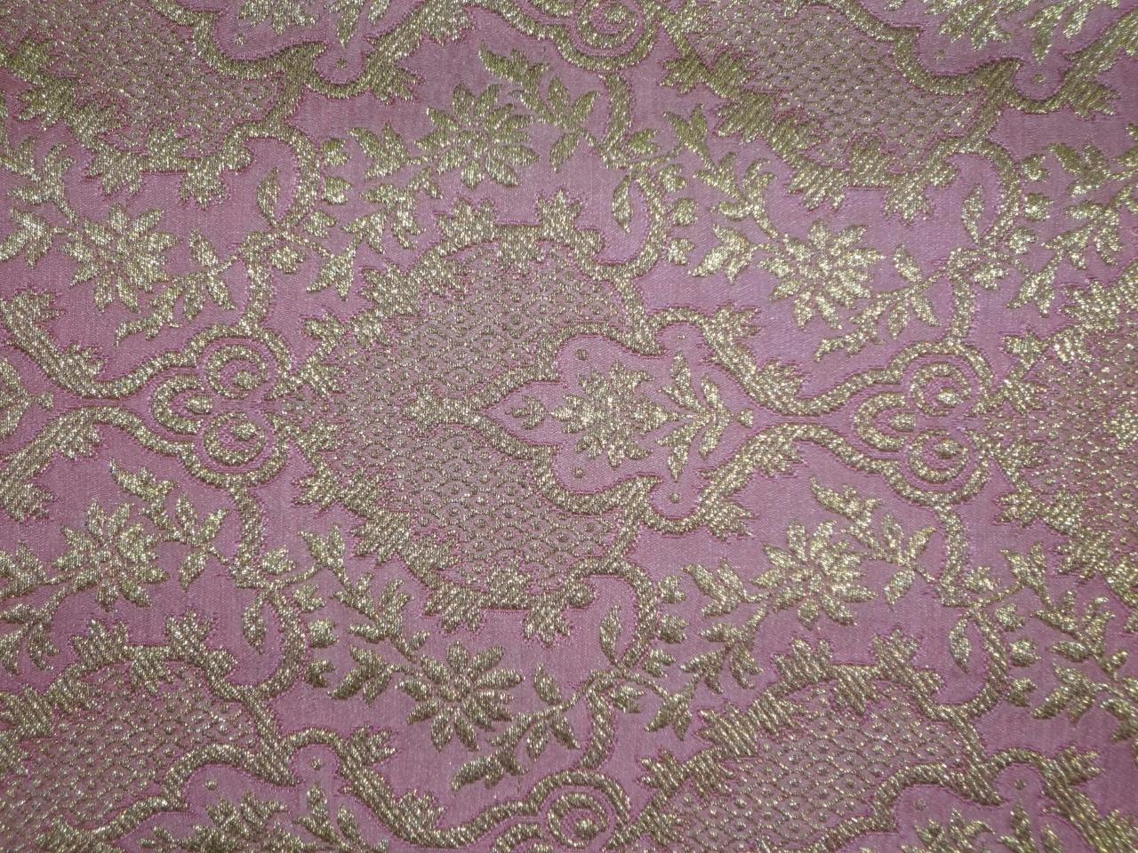 Heavy Silk Brocade Fabric Baby Pink X Metallic Gold Color 36" wide BRO512[3]