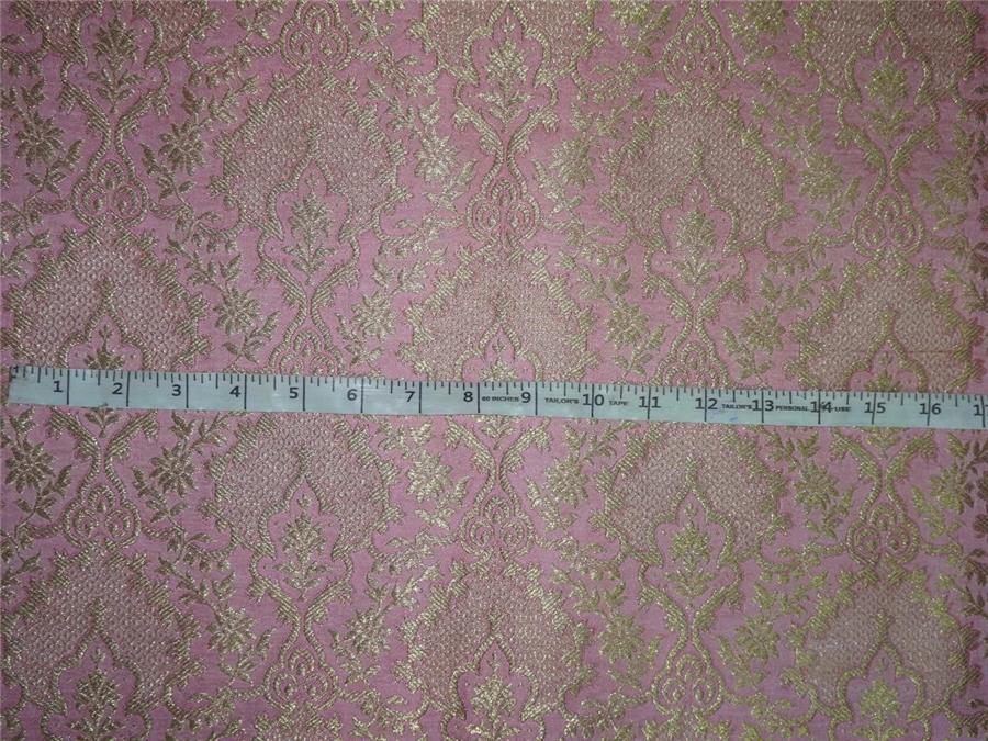 Heavy Silk Brocade Fabric Baby Pink X Metallic Gold Color 36" wide BRO512[3]