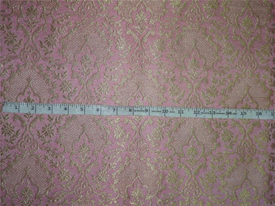 Heavy Silk Brocade Fabric Baby Pink X Metallic Gold Color 36" wide BRO512[3]