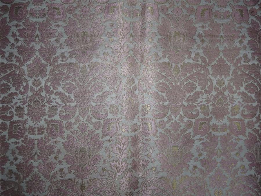 Heavy Silk Brocade Fabric Pink, White X Metallic Gold Color 36" wide BRO512[4]