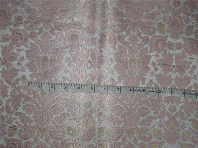 Heavy Silk Brocade Fabric Pink, White X Metallic Gold Color 36" wide BRO512[4]