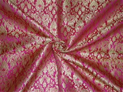 Heavy Silk Brocade Fabric Hot Pink X Metallic Gold Color 36" WIDE BRO513[1]