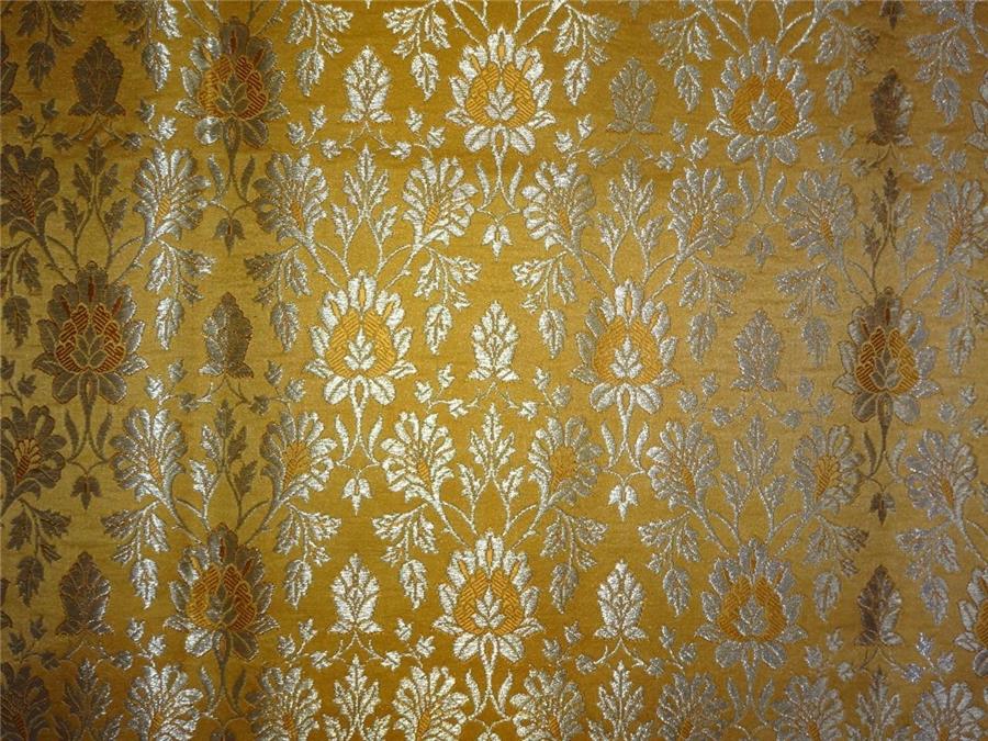 Heavy Silk Brocade Fabric Mustard X Metallic Gold Color 36" wide BRO515[2]