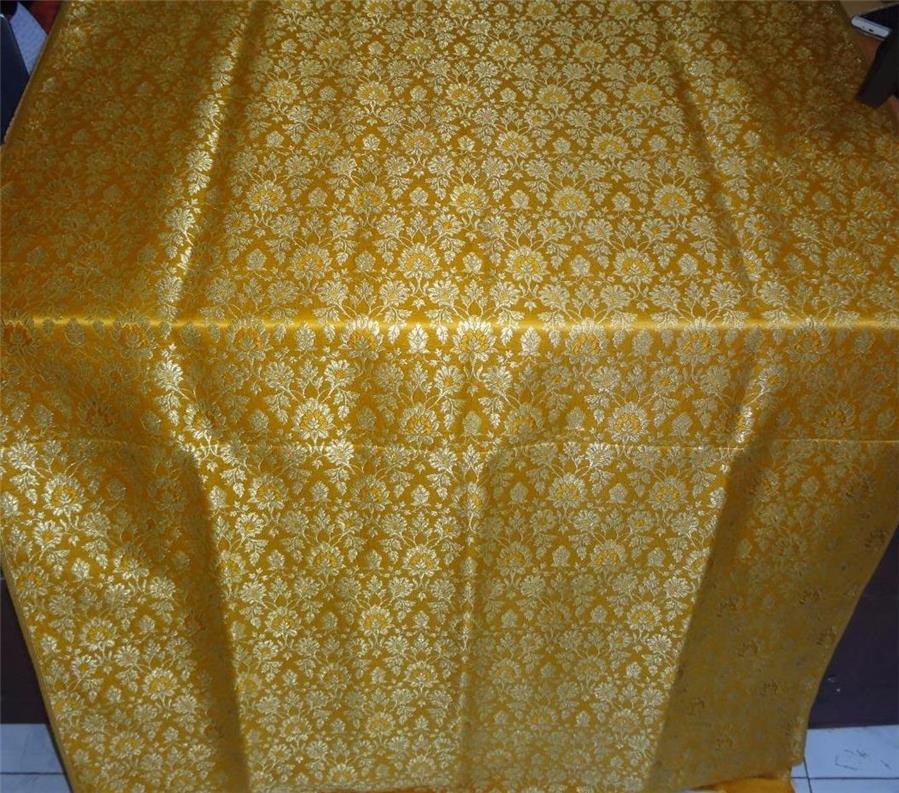 Heavy Silk Brocade Fabric Mustard X Metallic Gold Color 36" wide BRO515[2]