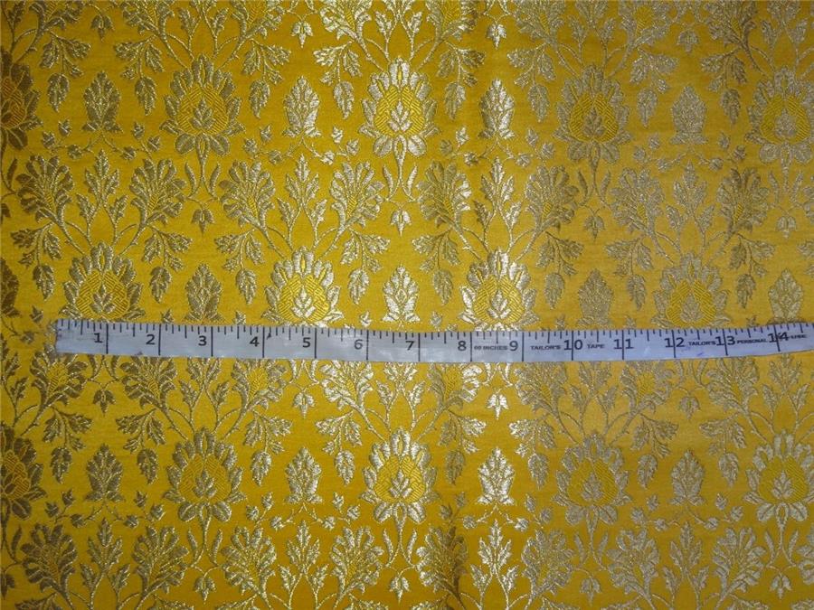 Heavy Silk Brocade Fabric Yellow X Metallic Gold Color 36" wide BRO515[3]