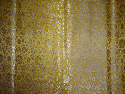 Heavy Silk Brocade Fabric Yellow X Metallic Gold Color 36" wide BRO515[3]