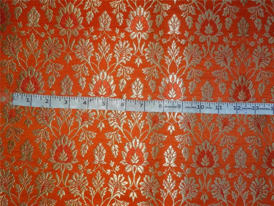 Heavy Silk Brocade Fabric Orange X Metallic Gold Color 36" WIDE BRO514[3]