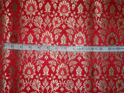 Heavy Silk Brocade Fabric Red X Metallic Gold Color 36" wide BRO514[1]