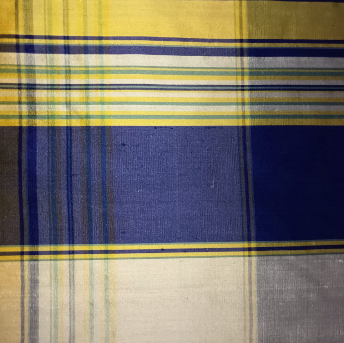 100% silk dupion fabric blue and yellow plaids 54" wide DUPNEWC8[1]