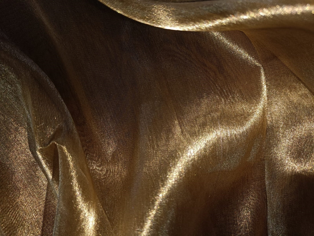 Silk Tissue Organza Fabric Sheer gold x black Color 44 wide –