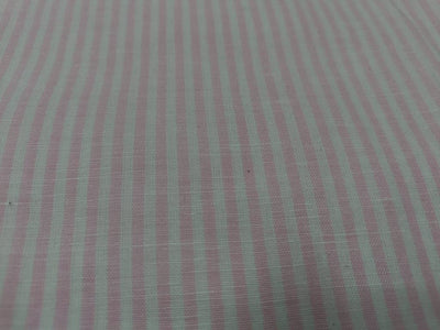 Superb Quality Linen Club Baby pink with white color horizontal stripe Fabric 58" wide