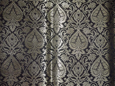 Heavy Silk Brocade Fabric Black x Metallic Gold Color 36" WIDE BRO510[1]