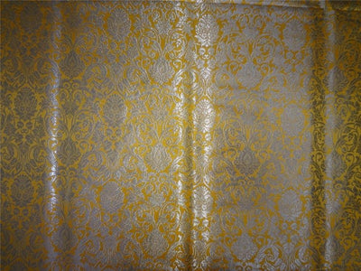 Heavy Silk Brocade Fabric Mango Yellow x Metallic Gold Color 36" WIDE BRO510[4]