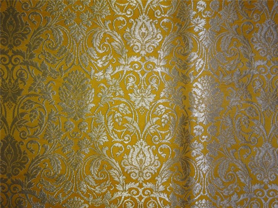 Heavy Silk Brocade Fabric Mango Yellow x Metallic Gold Color 36" WIDE BRO510[4]