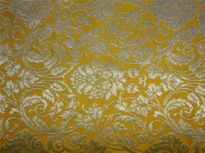 Heavy Silk Brocade Fabric Mango Yellow x Metallic Gold Color 36" WIDE BRO510[4]