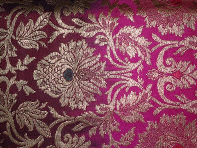 Heavy Silk Brocade Fabric Shaded Pink x Metallic Gold Color 36" WIDE BRO517[2]