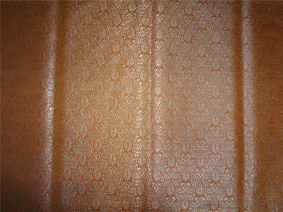 Heavy Silk Brocade Fabric Burnt Orange x Metallic Gold Color 36" WIDE BRO518[4]