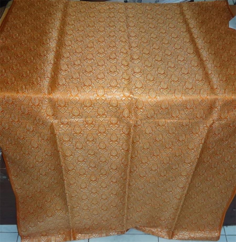 Heavy Silk Brocade Fabric Burnt Orange x Metallic Gold Color 36" WIDE BRO518[4]