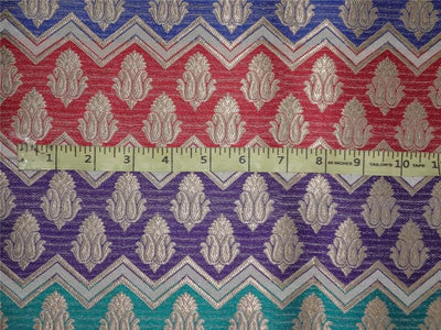 Heavy Silk Brocade Fabric Blue, Red, Purple x Metallic Gold Color 36" WIDE BRO519[1]