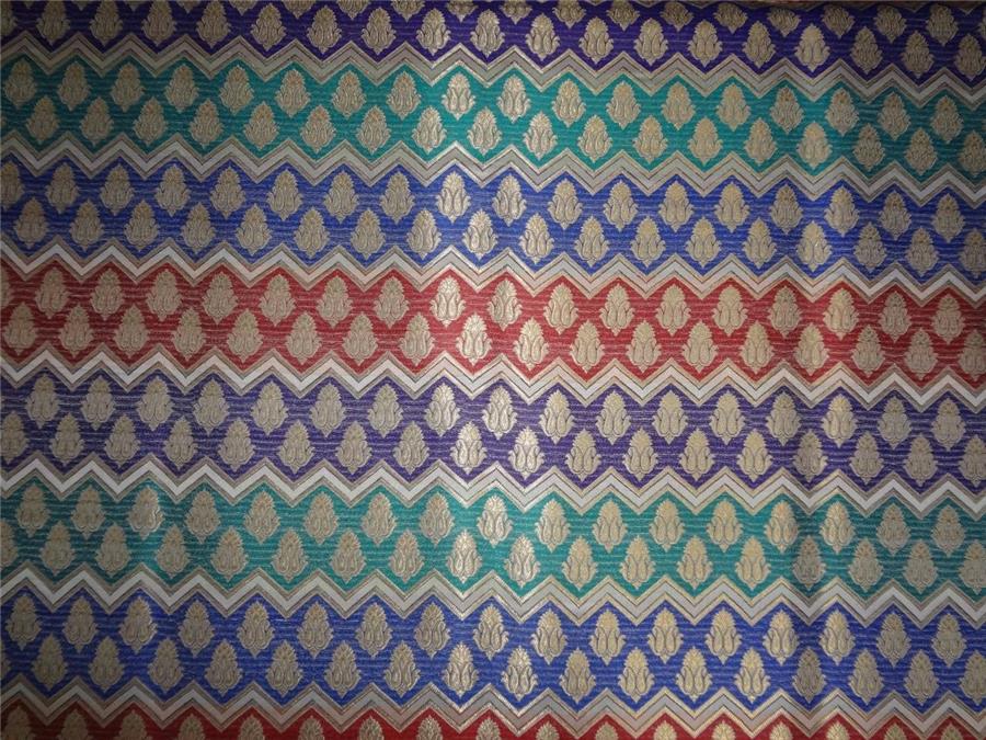 Heavy Silk Brocade Fabric Blue, Red, Purple x Metallic Gold Color 36" WIDE BRO519[1]