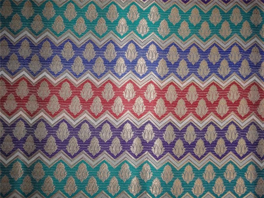 Heavy Silk Brocade Fabric Blue, Red, Purple x Metallic Gold Color 36" WIDE BRO519[1]