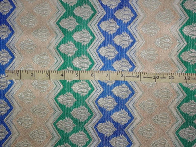 Heavy Silk Brocade Fabric Gold, Green, Blue x Metallic Gold Color 36" WIDE BRO519[2]