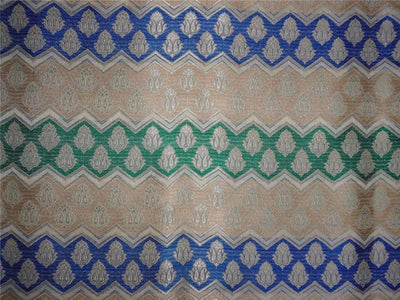 Heavy Silk Brocade Fabric Blue,Gold,Green x Metallic Gold Color 36" WIDE BRO519[3]