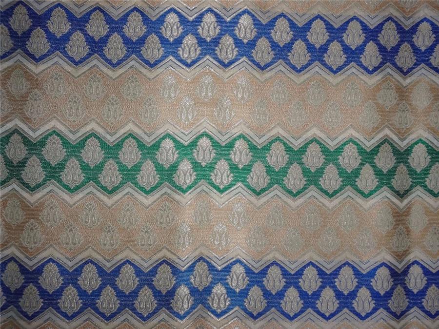 Heavy Silk Brocade Fabric Blue,Gold,Green x Metallic Gold Color 36" WIDE BRO519[3]