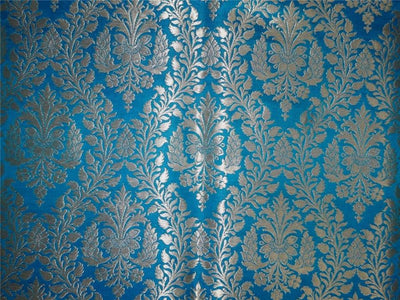 Heavy Silk Brocade Fabric Blue x Metallic Gold Color 36" WIDE BRO517[4]