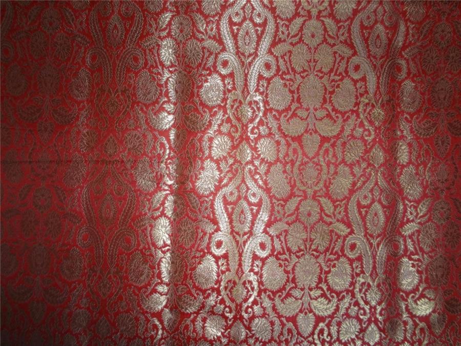 Heavy Silk Brocade Fabric Red x Metallic Gold Color 36" WIDE BRO516[1]