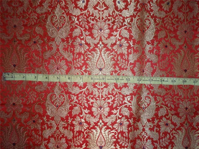 Heavy Silk Brocade Fabric Red, Navy Blue x Metallic Gold Color 36" WIDE BRO516[2]