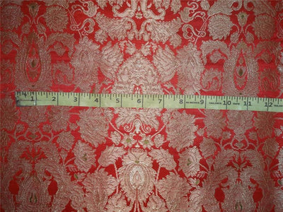 Heavy Silk Brocade Fabric Red, Green x Metallic Gold Color 36" wide BRO516[3]