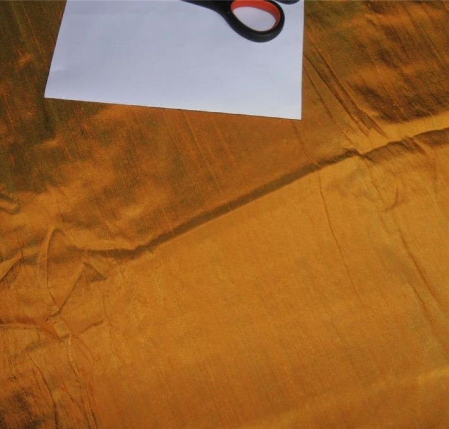 100% pure silk dupioni fabric mustard colour 44" wide with slubs MM39[1]
